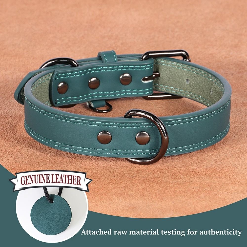 Soft Genuine Leather Dog Collar Durable Pet Collar for All Dog Sizes