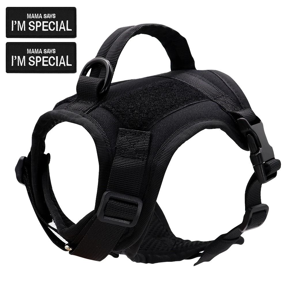 Nylon Tactical Cat Harness Vest With Handle and Stickers