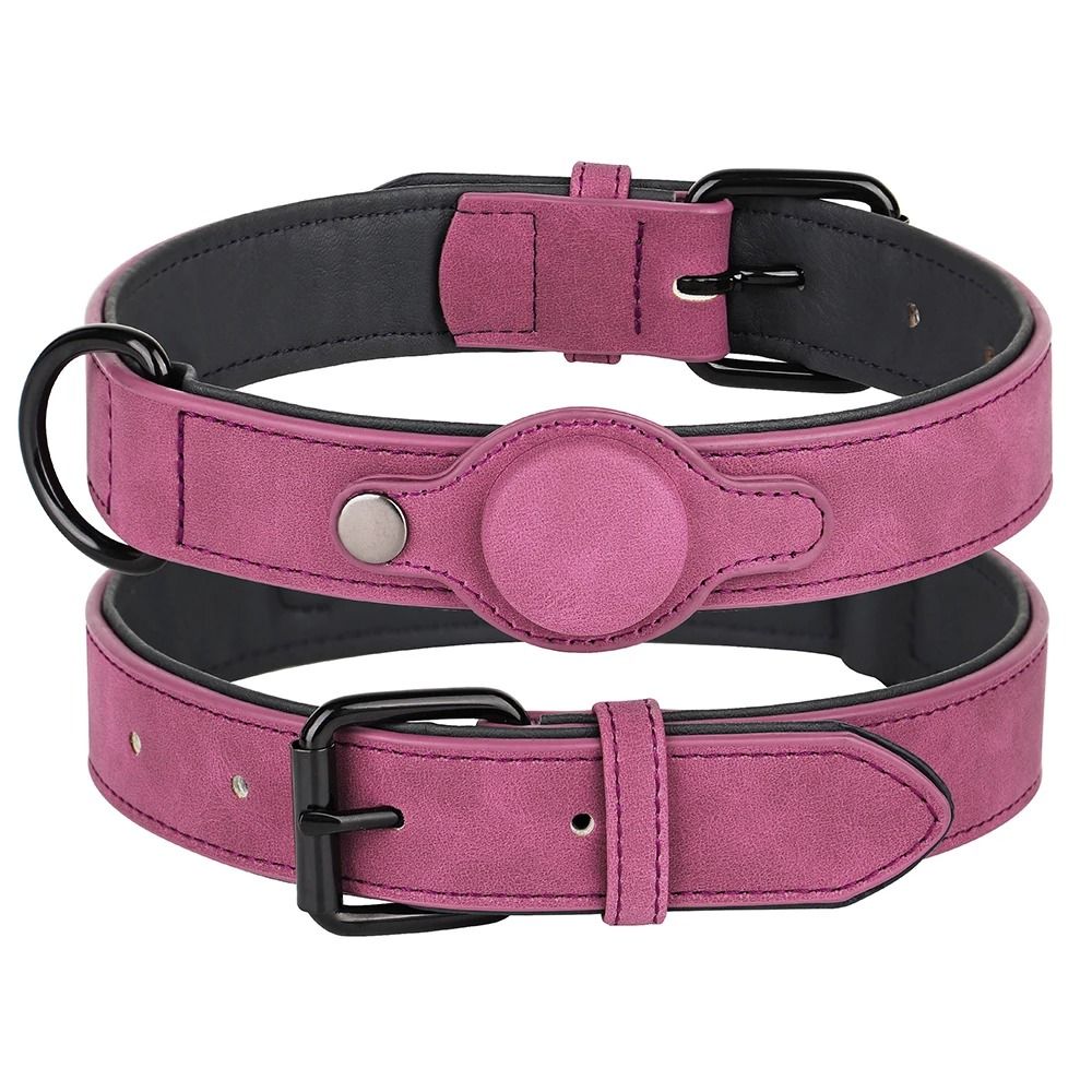 Adjustable PU Leather Dog Collar with Anti Lost Tag for Small and Medium Dogs