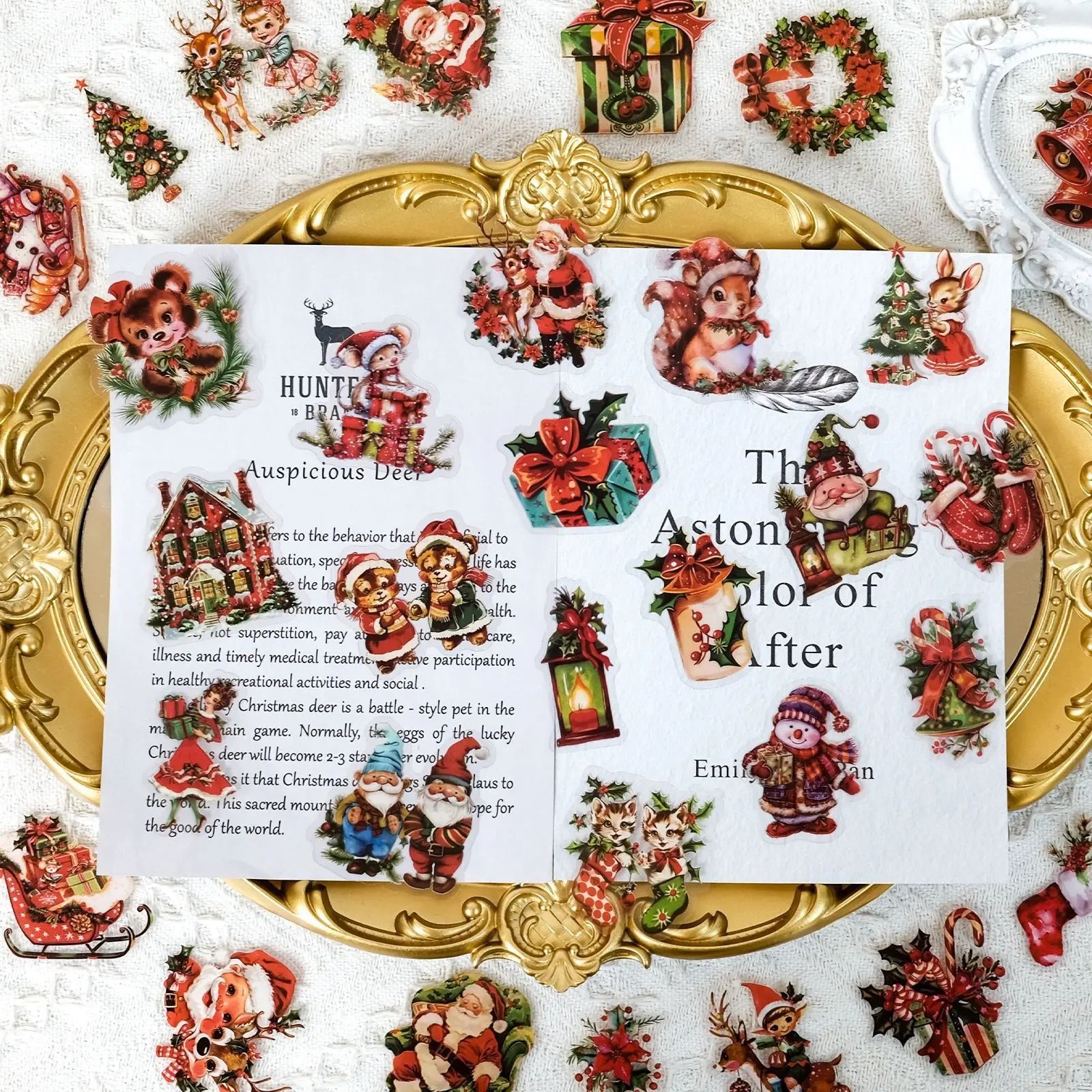 Christmas Window Stickers Santa Claus Transparent Holiday Decoration Set