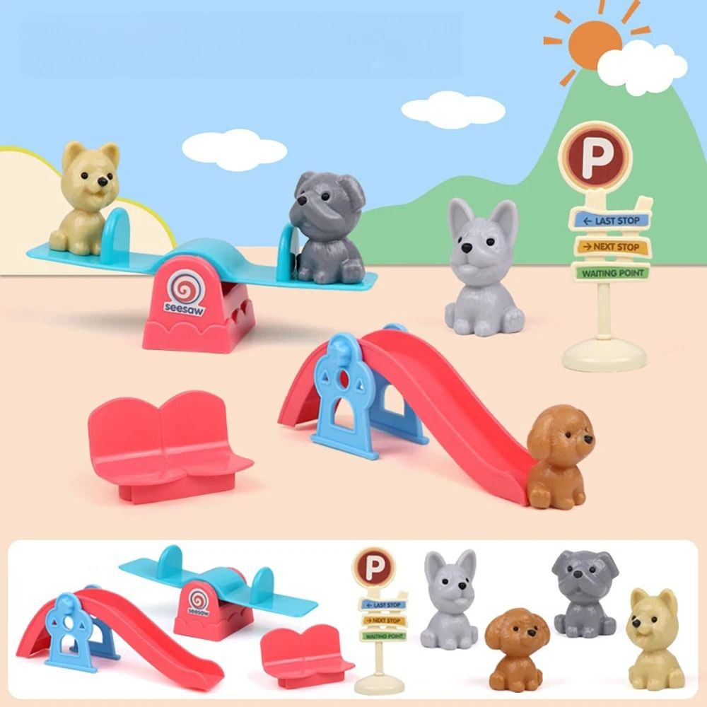 Mini Pet Play House Pretend Play Cat Dog Kennel Bathtub Toy Set