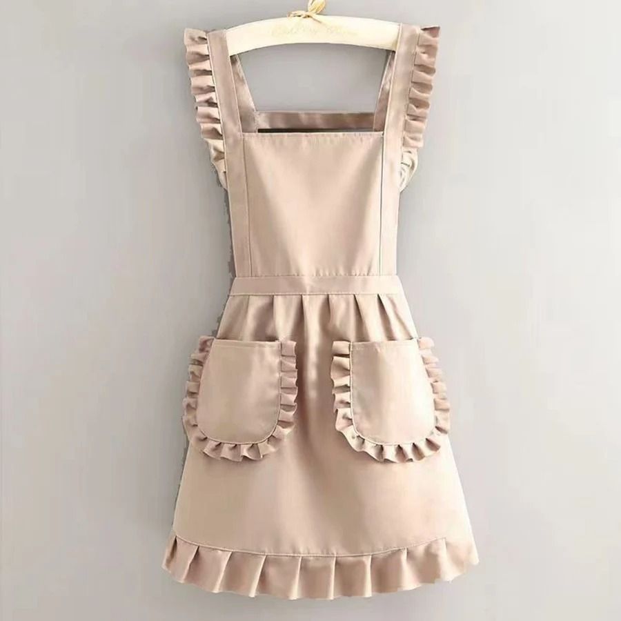 Stylish Korean Canvas Waterproof Apron with Pockets for Women