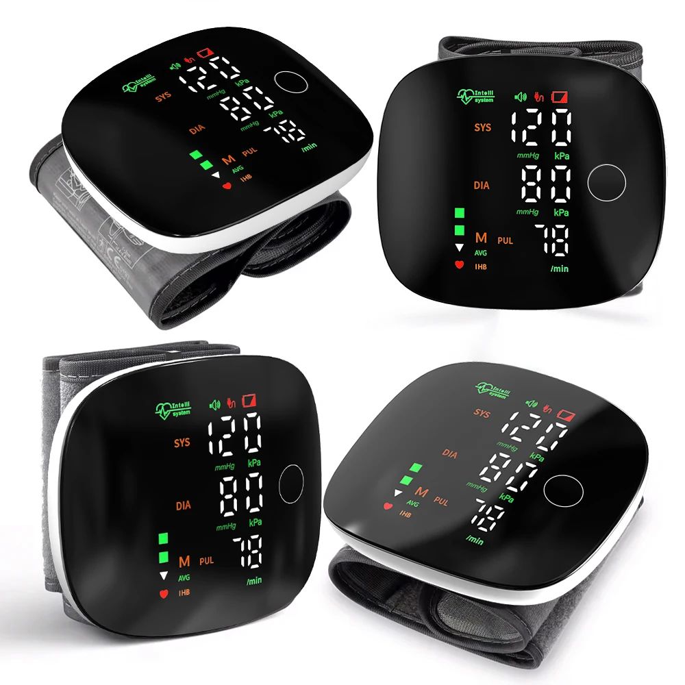 Rechargeable Wrist Blood Pressure Monitor With Heart Rate Tracking and LED Display