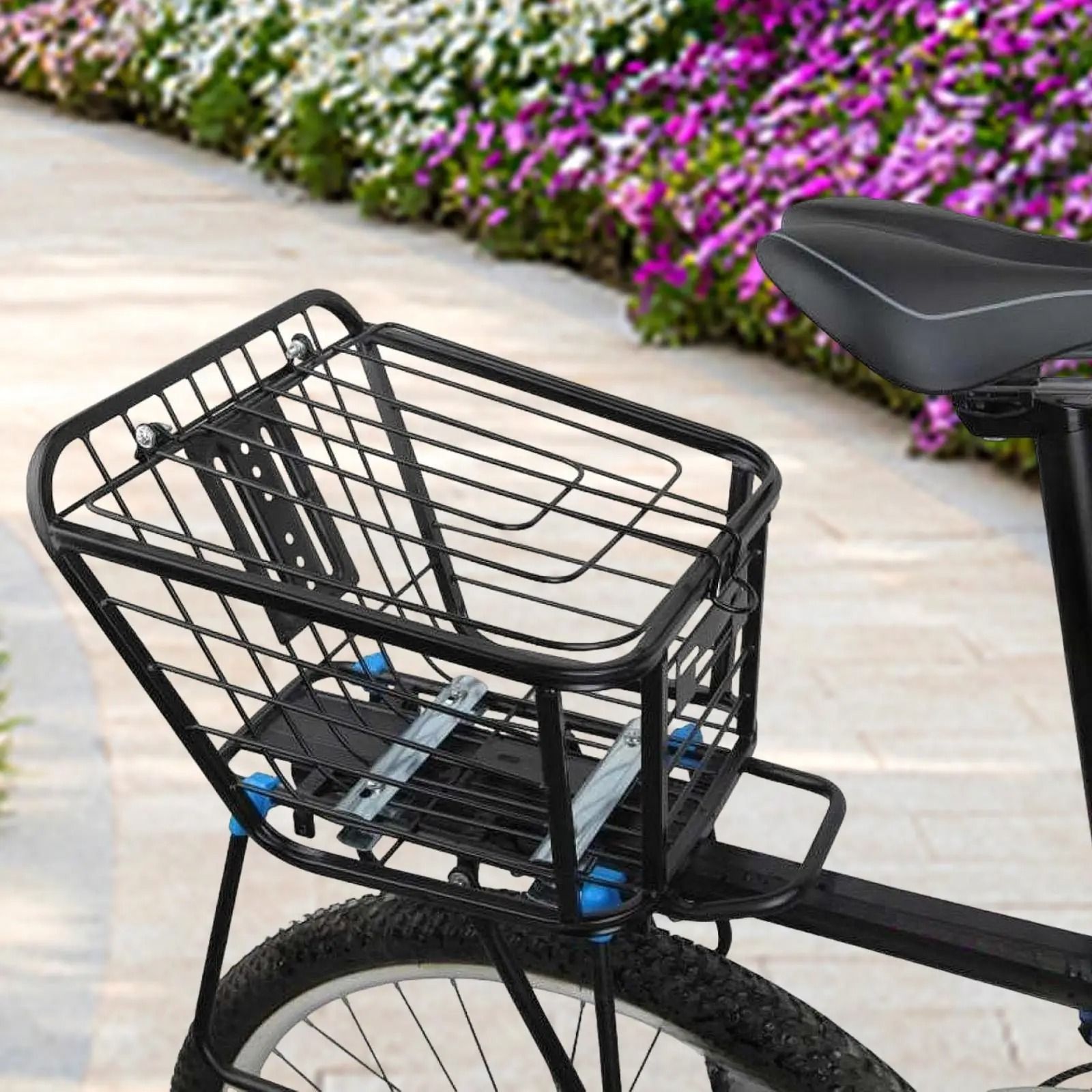 Large Bike Rear Basket with Lid Metal Pannier for Electric a | Inspire ...