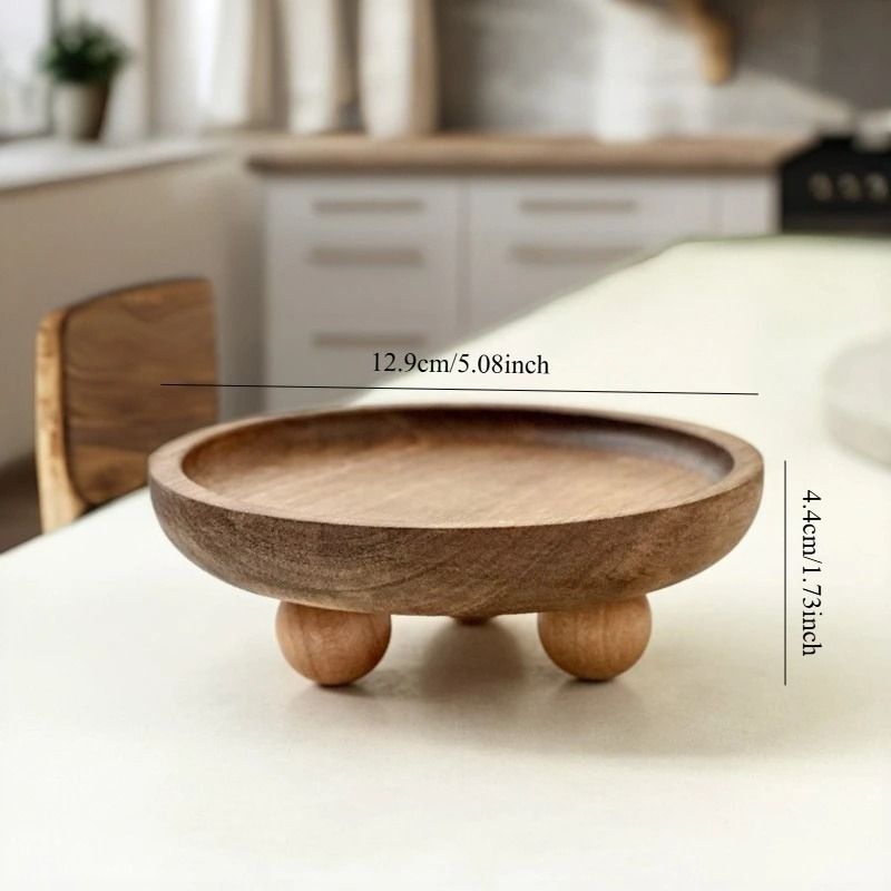Wooden Serving Tray Round and Oval Dessert Display Plate Decorative Table Tray