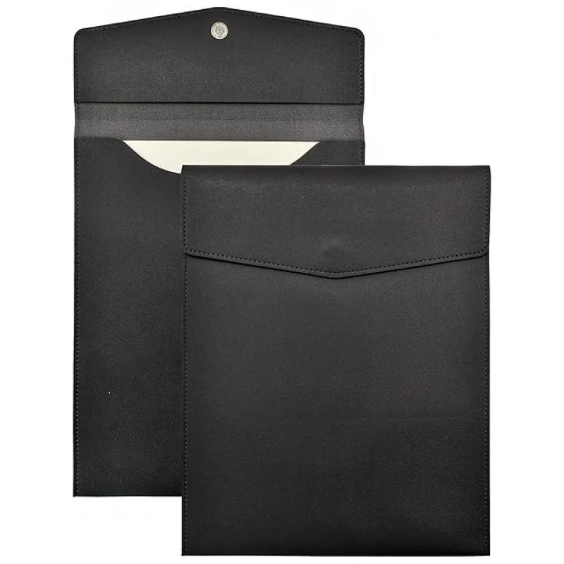 A4 Leather File Folder Large Capacity Document Organizer Briefcase