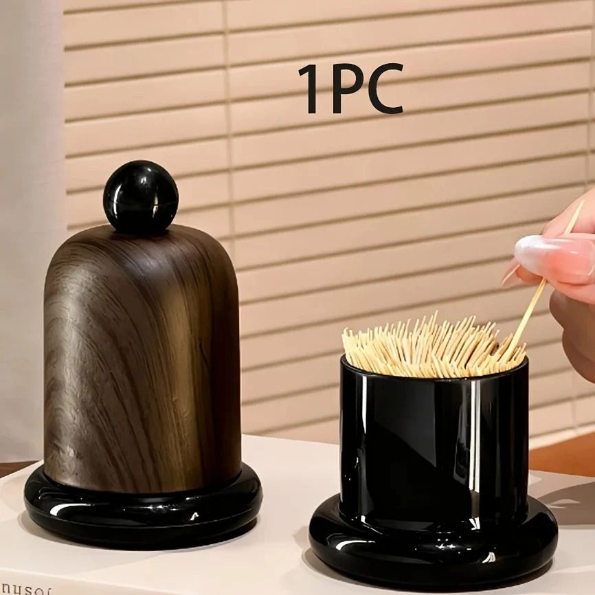 1 PC Elegant Walnut Wood Toothpick Holder with Ball Top Solid Wood Toothpick Dispenser