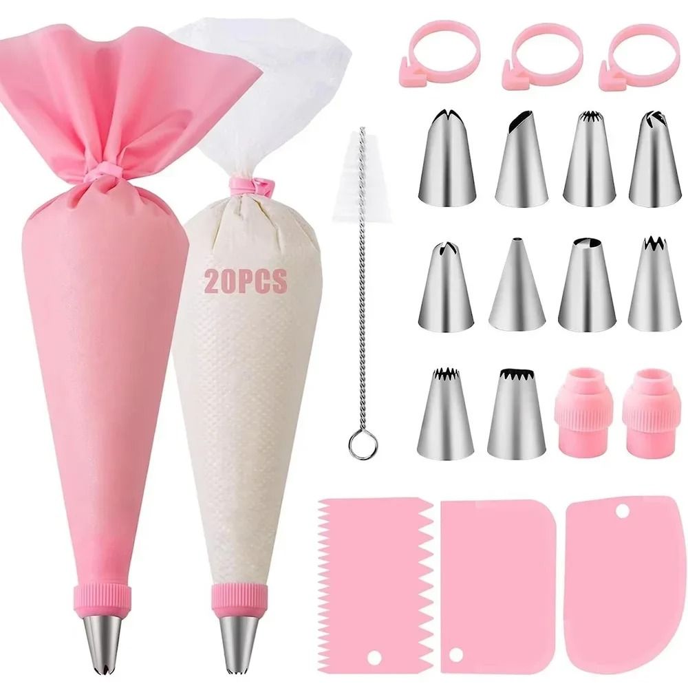 40 Piece Silicone Piping Bags and Tips Cake Decorating Kit Reusable Pastry Tools