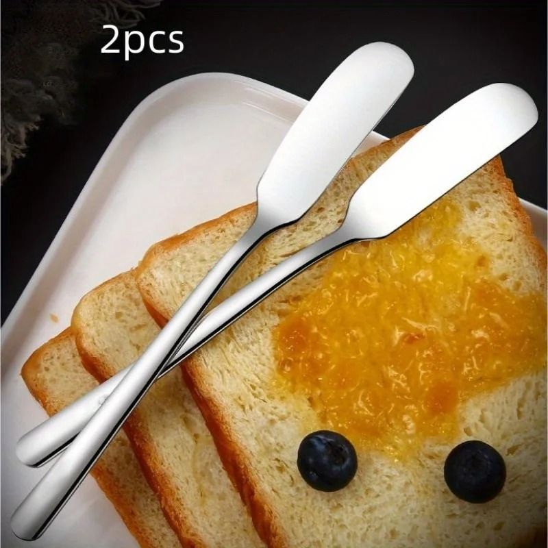 2 PCS Stainless Steel Butter Knife and Cheese Spreader Set Multifunctional Butter Shovel