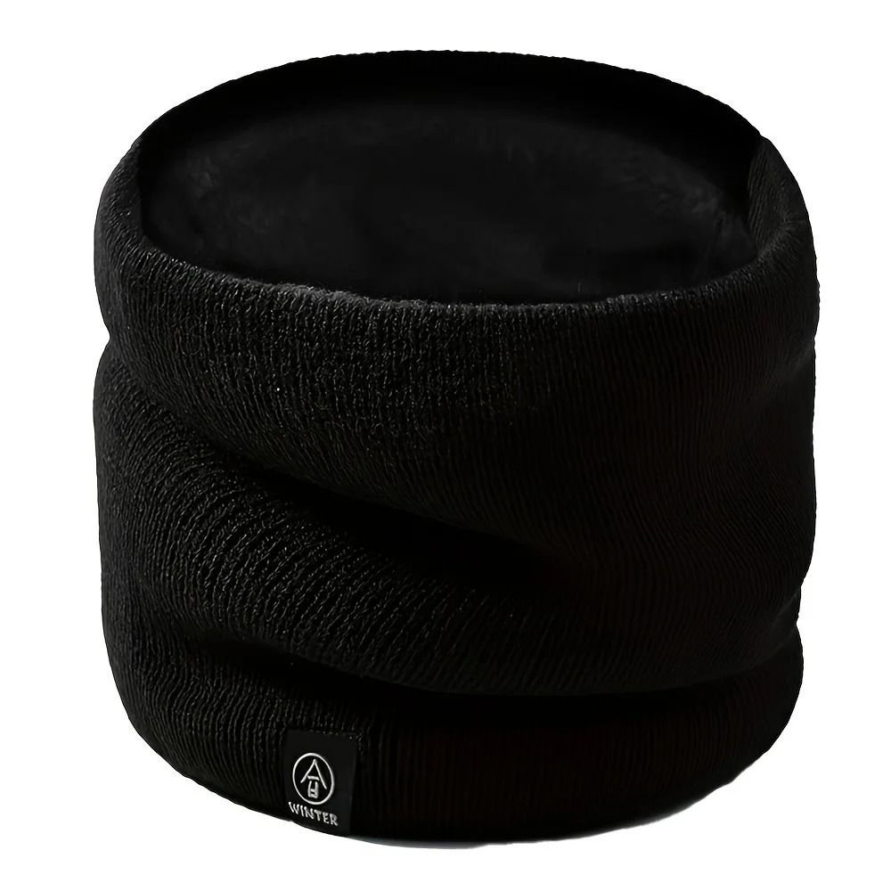 Winter Knit Neck Gaiter with Integrated Mask Thick Warm Scarf for Outdoor Sports