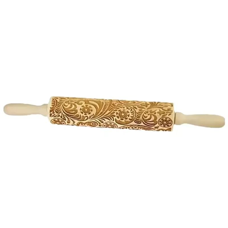 Wooden Embossed Rolling Pin for Cookies Fondant and Baking Decor