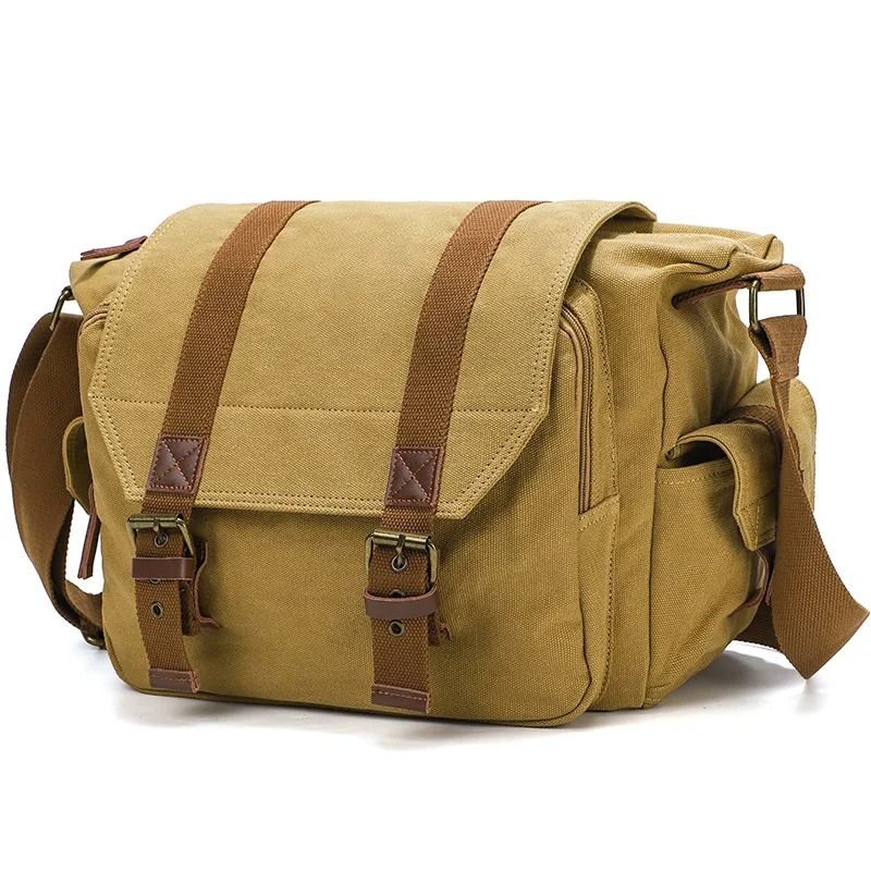 Retro Canvas SLR Camera Satchel Waterproof Messenger Bag with Removable Liner