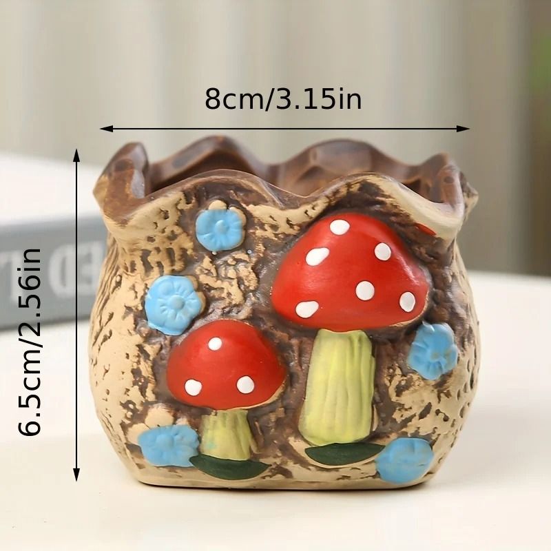 Cute Mushroom Ceramic Succulent Flowerpot Decorative Plant Pot