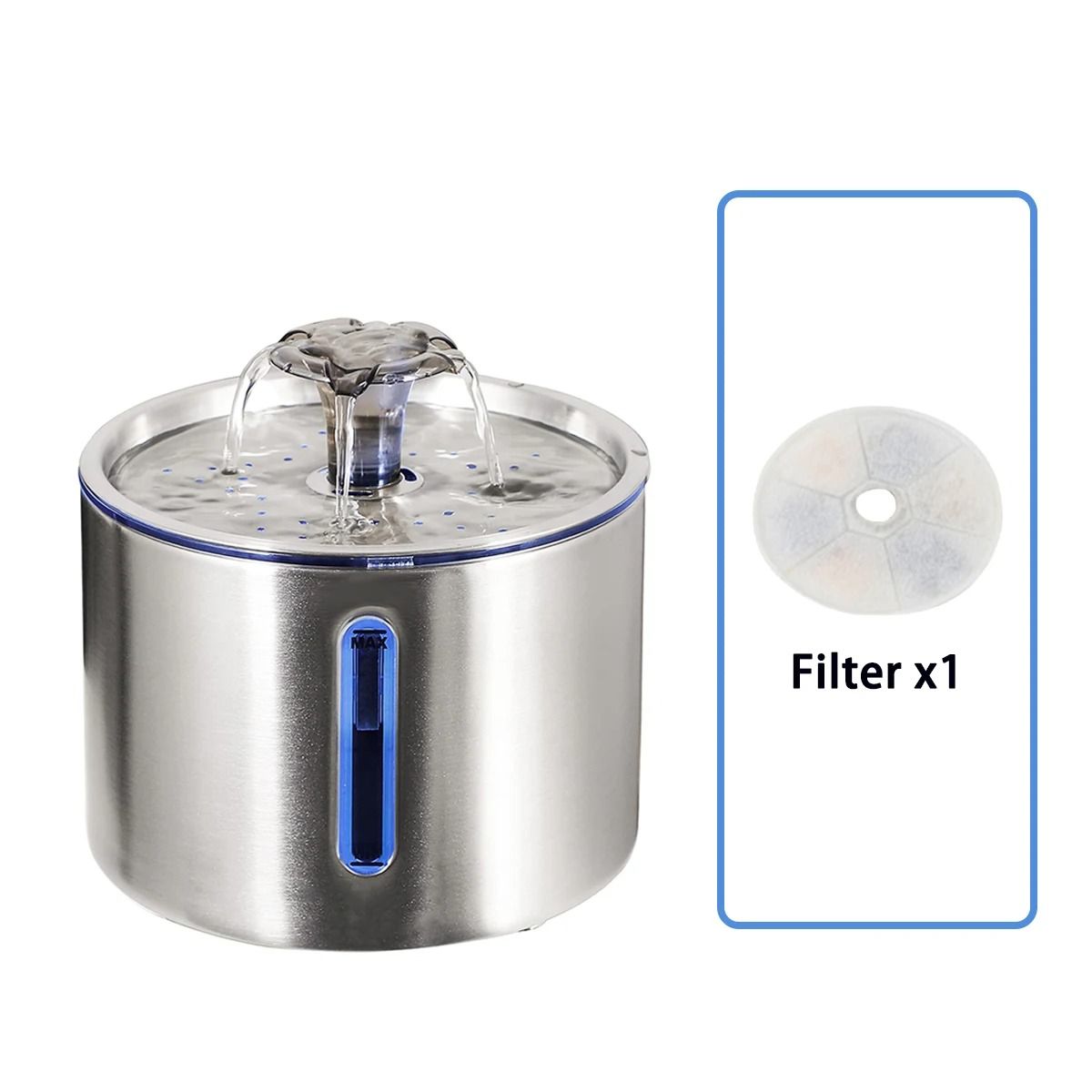 Stainless Steel Cat Water Fountain 2.5L Automatic Pet Drinking Fountain for Cats and Dogs