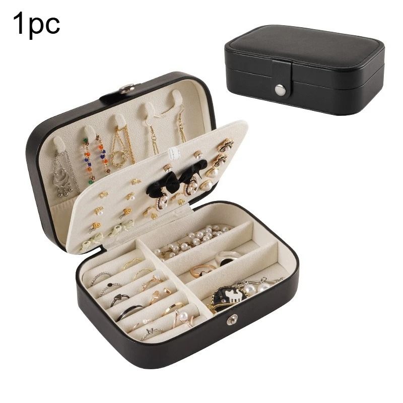 Portable Travel Jewelry Organizer Leather Jewelry Storage Box for Earrings Rings and Necklaces