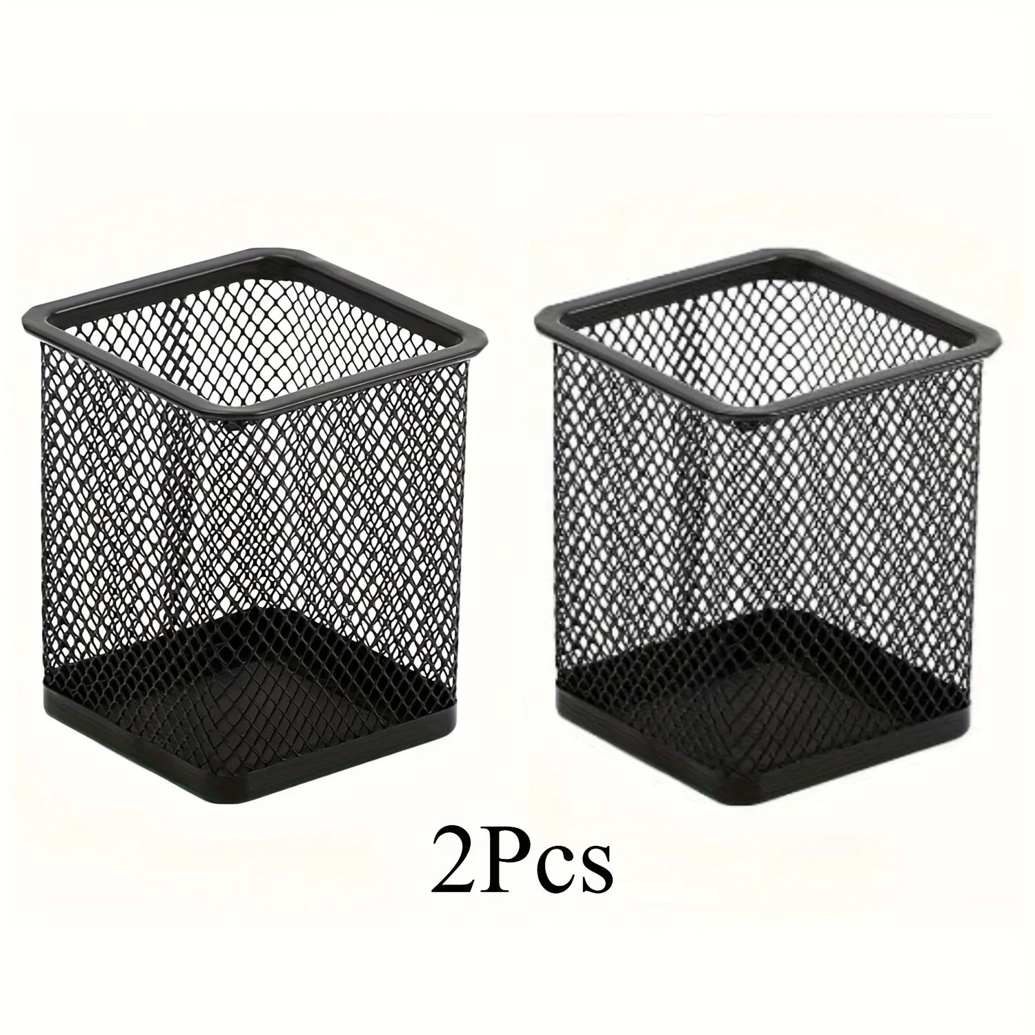 Computer Pen Topper Black Mesh Desktop Pen Holder Set Wire Pencil Storage Cups | Inspire Uplift