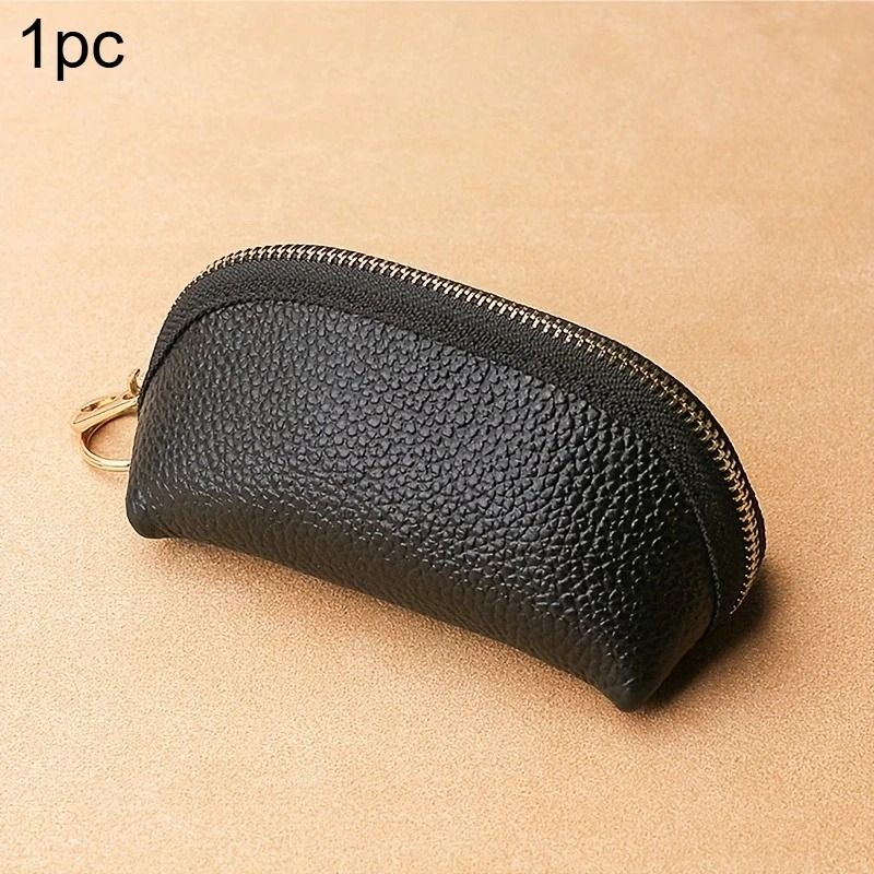 Compact Womens Wallet Key Holder with Zipper Card Organizer