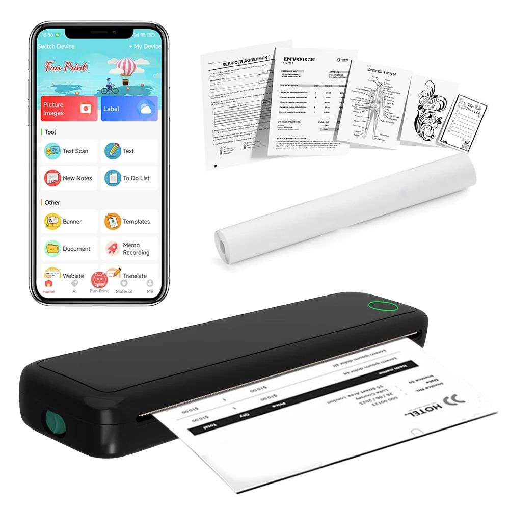 Portable A4 Thermal Printer Inkless Mini Printer for Phone P | Inspire ...