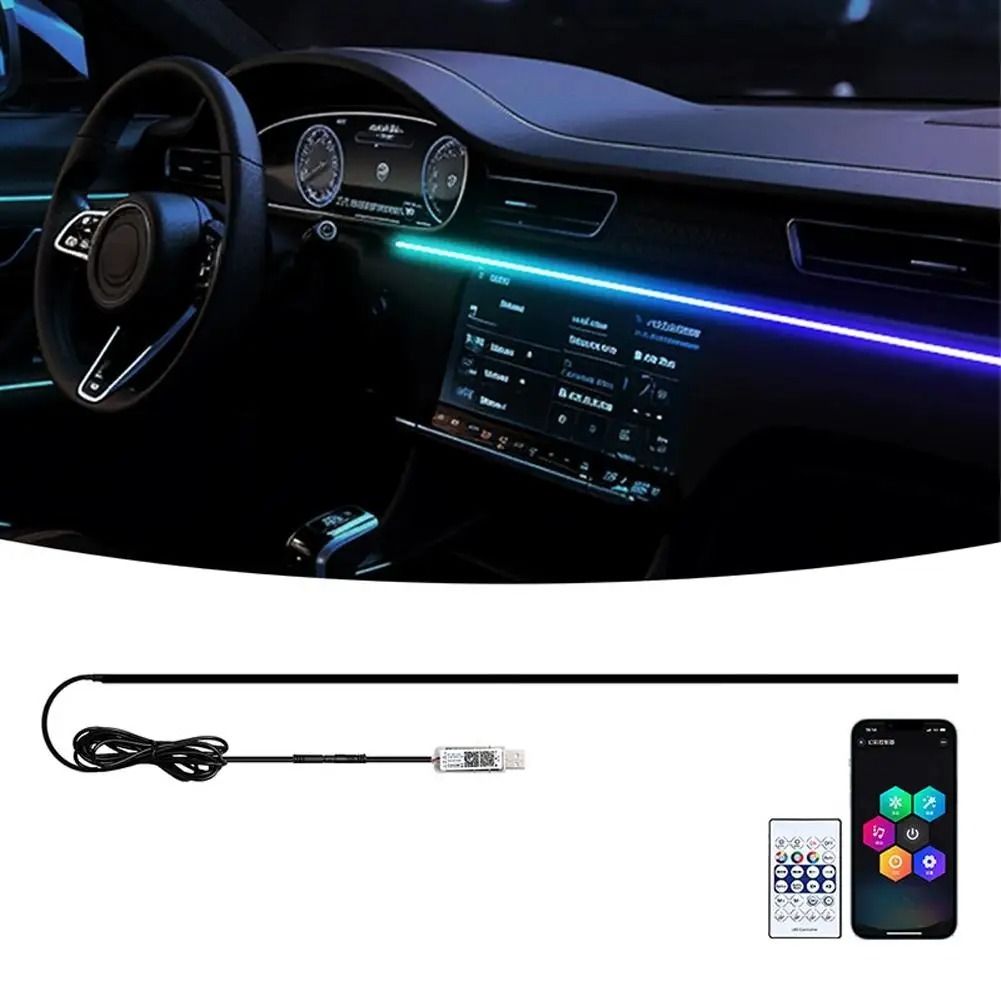 Smart RGB Acrylic LED Ambient Light Strip USB App Controlled Interior Lighting