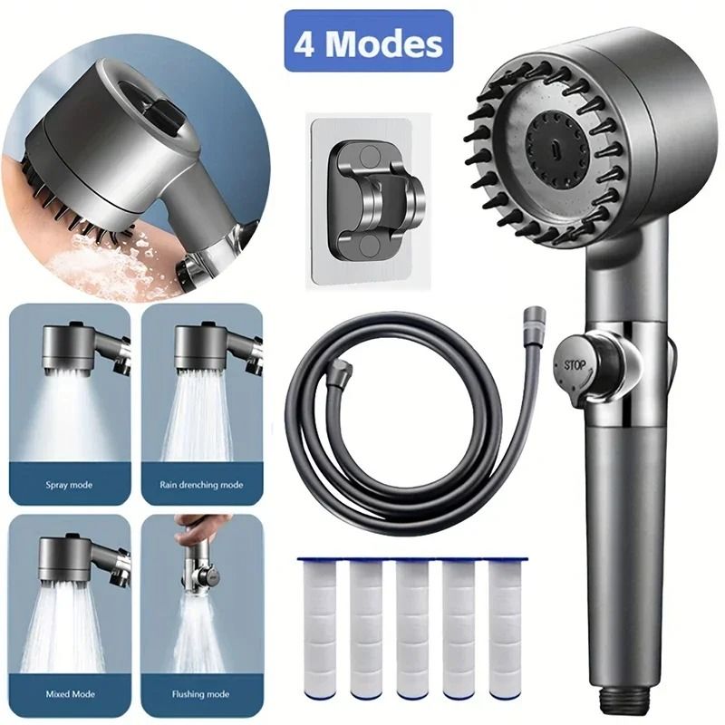 4 Mode high pressure shower head with One Key Stop and filte | Inspire ...
