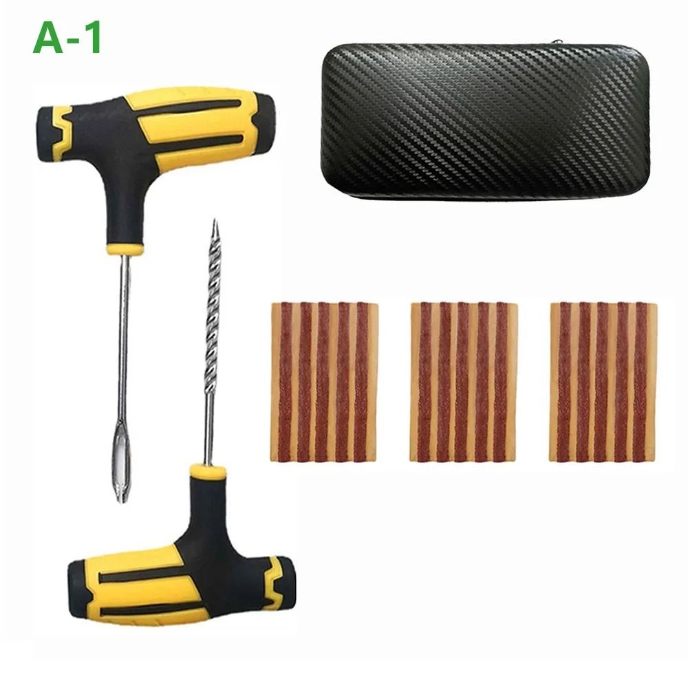 Tubeless Tire Repair Kit Tire Plug Tool Set with Rubber Strips for Car and Motorcycle