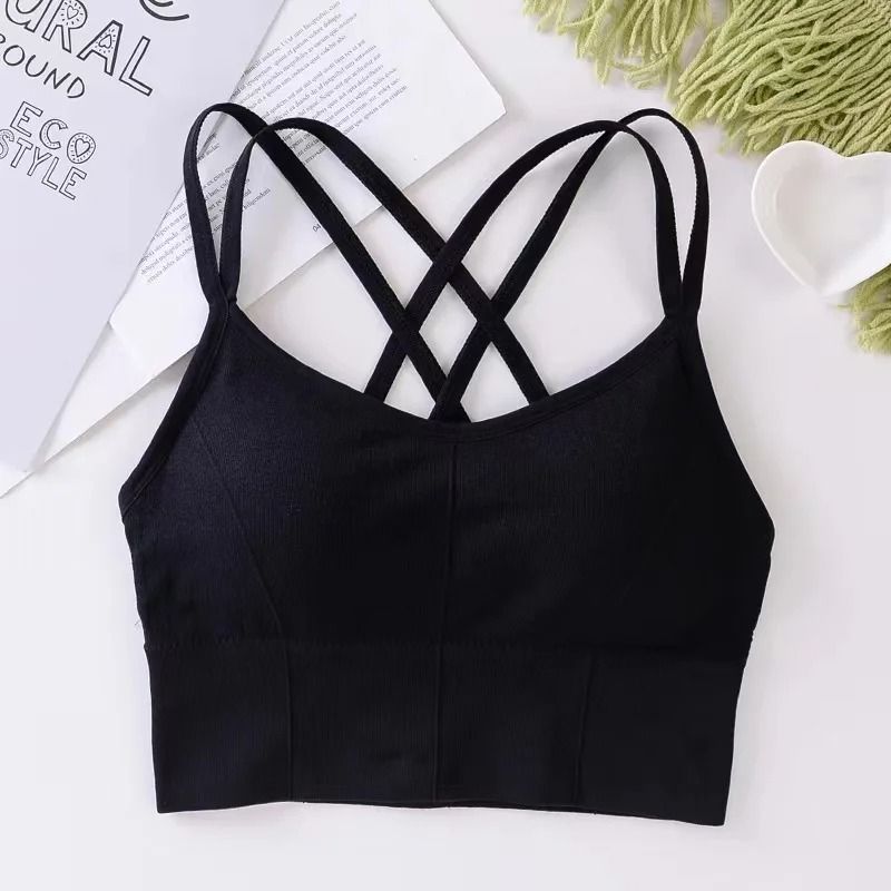 Cross Back Sports Bra Push Up Yoga Bra Top Breathable Running Fitness Tank