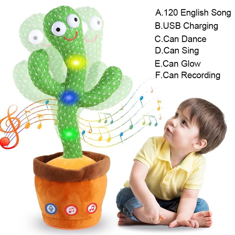 Talking Dancing Cactus Toy Interactive Repeating Voice Toy With Music For Kids