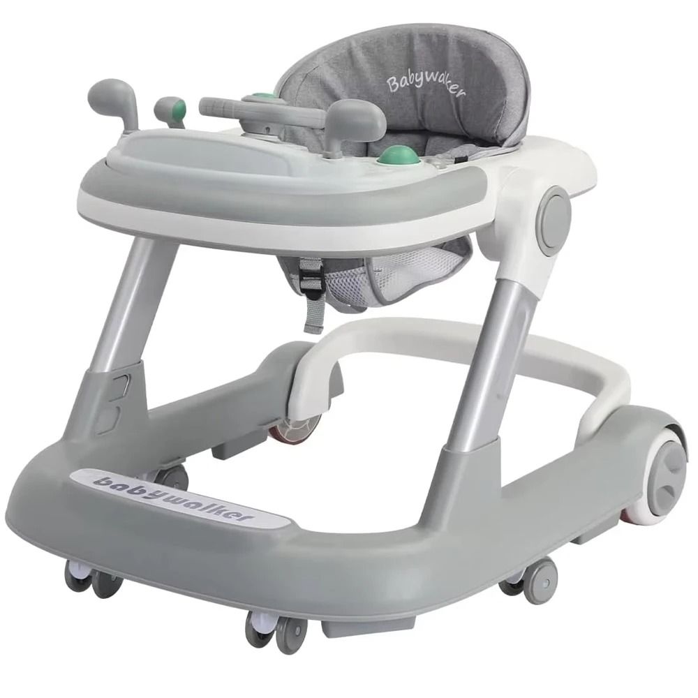 2 in 1 Baby Walker Push Walker with Removable Feeding Tray and Music Tray Foldable Design