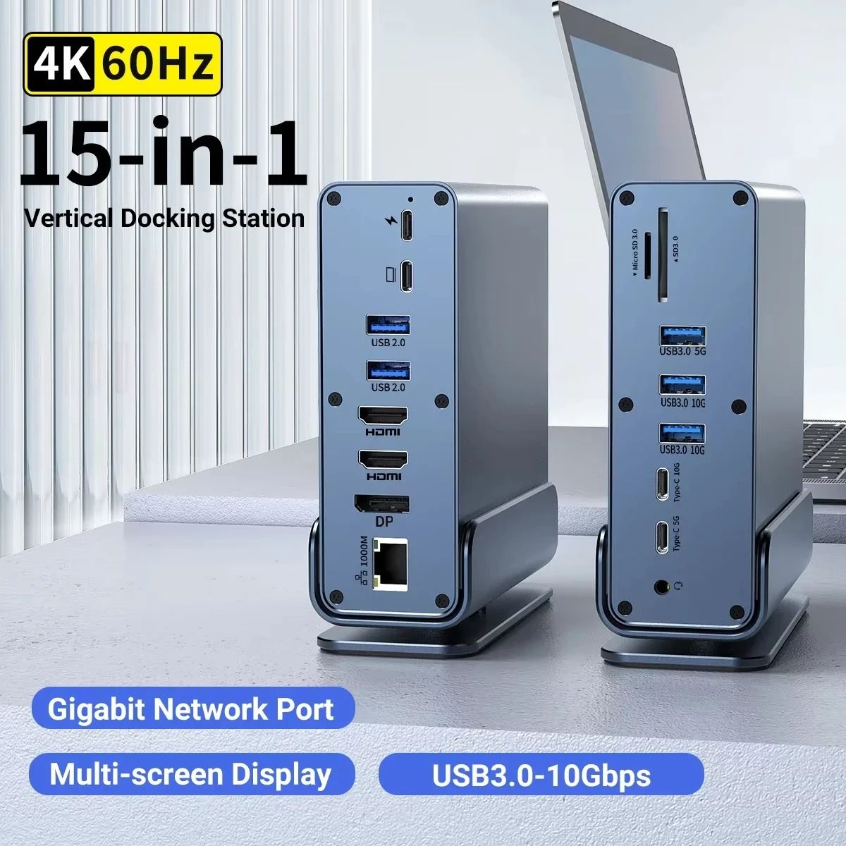 15 in 1 USB C Docking Station with 4K HDMI and DisplayPort
