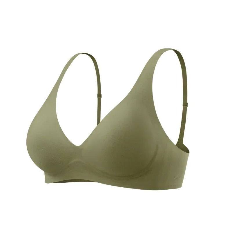 SUJIIN Seamless Push Up Wireless Deep V Support Bra