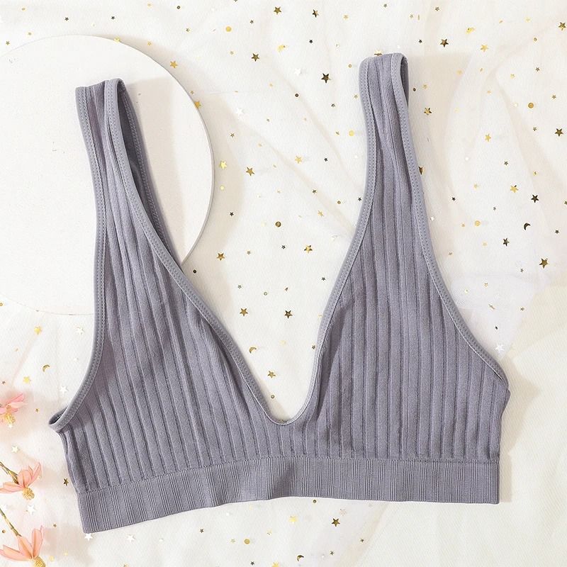 CurveV Deep V Neck Push Up Seamless Ribbed Bralette