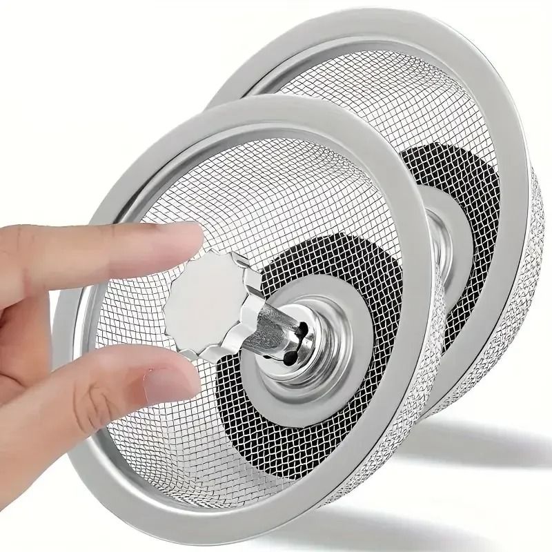 2 Set Stainless Steel Kitchen Sink Strainer with Handle and Stopper