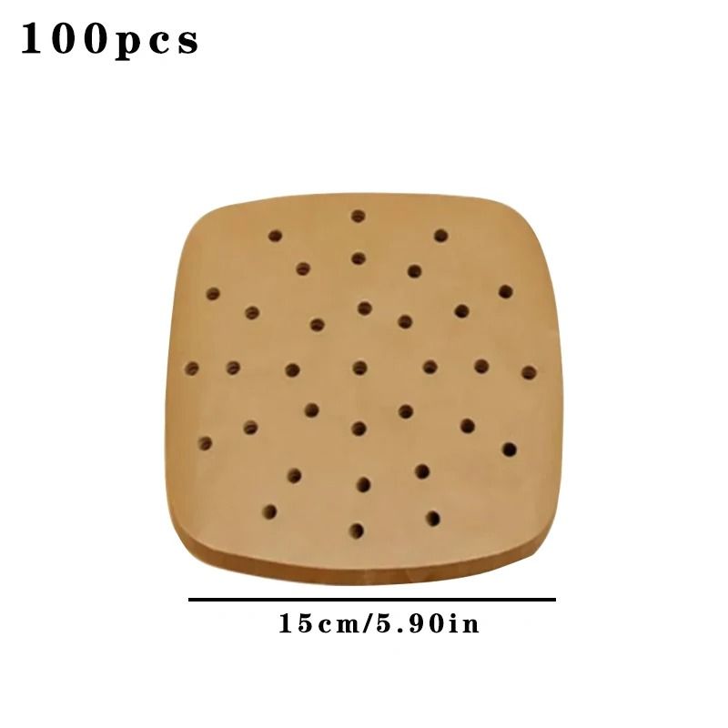 100 Piece Disposable Air Fryer Paper Liners Non Stick Oil Absorbing Baking Sheets