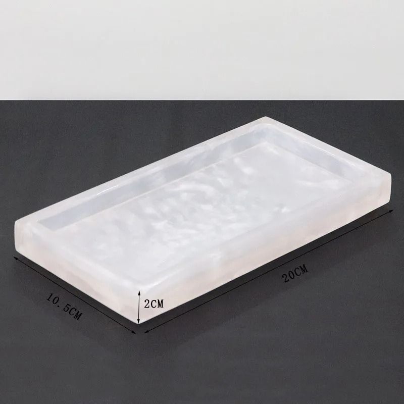 LuxeStone Marble Resin Storage Tray Rectangular Vanity Organizer