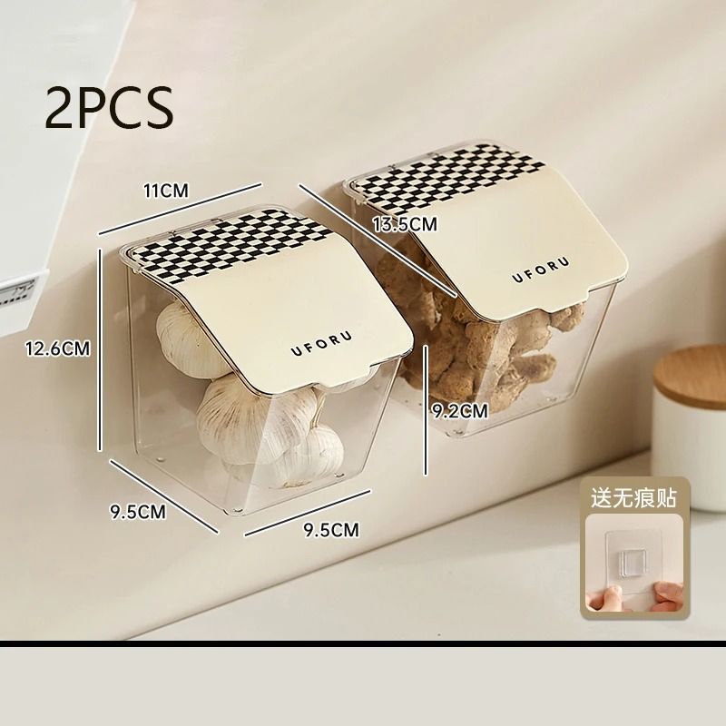 Wall Mounted Onion and Garlic Storage Box with No Drill Installation