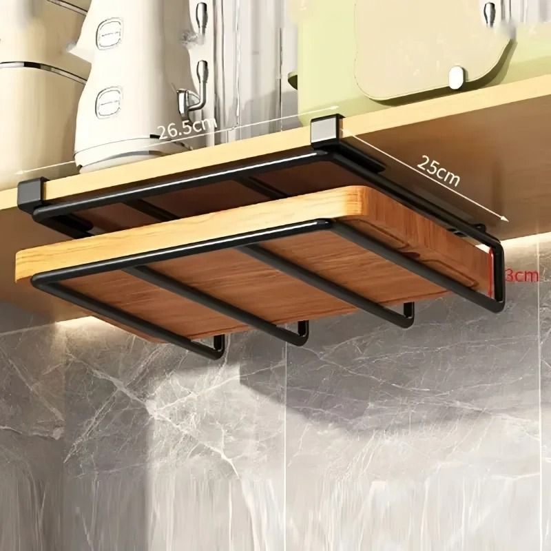 Under Cabinet Hanging Kitchen Organizer Rack with Hooks