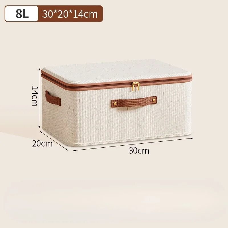 Large Capacity Cotton Linen Storage Box with Dust Proof Cover