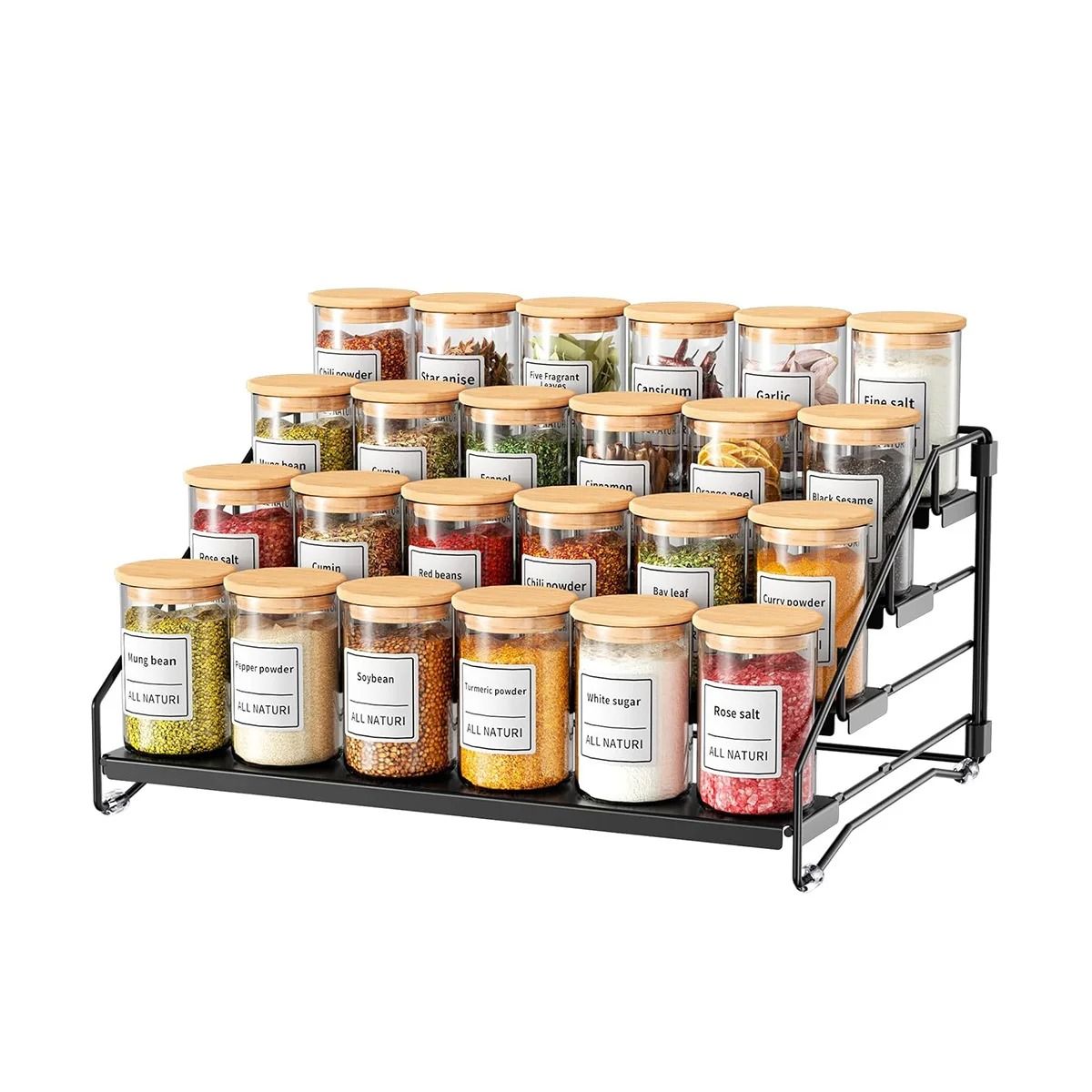 4 Tier Countertop and Wall Mounted Spice Rack Organizer