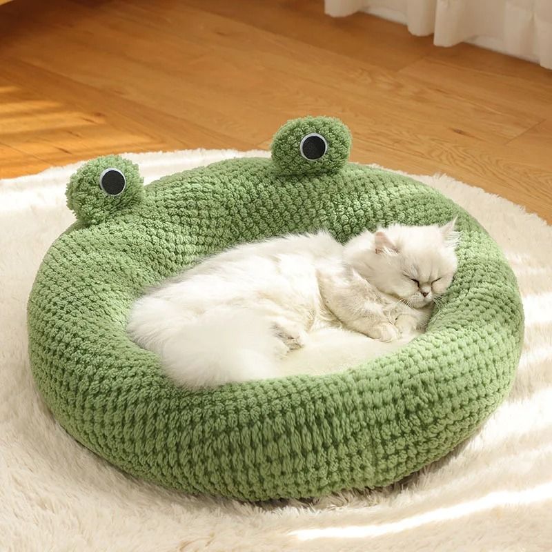 Frog Shape Plush Winter Warm Dog and Cat Cave Bed