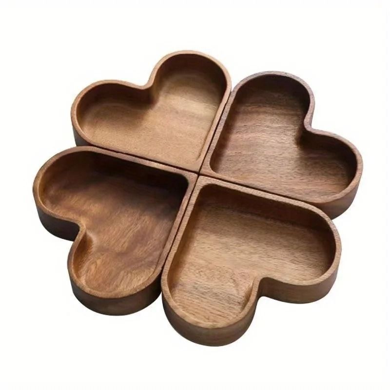 Wooden Heart Shaped Serving Tray Dessert and Candy Dish
