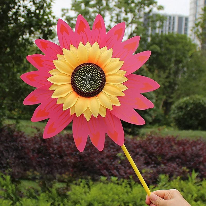 Colorful Sunflower Windmill Garden Wind Spinner Outdoor Lawn Decoration