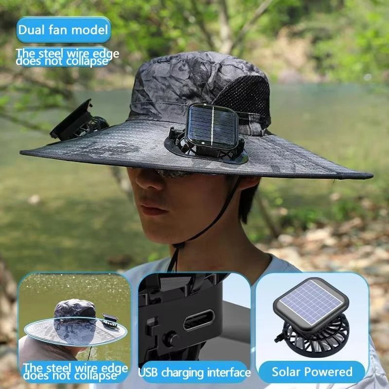 SolarBreeze Solar Fan Hat Outdoor Cooling Fishing and Hiking Cap