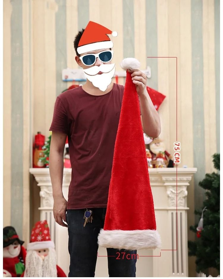 Extended Christmas Santa Hat Super Long Festive Santa Hat for Holiday Party and Christmas Costume