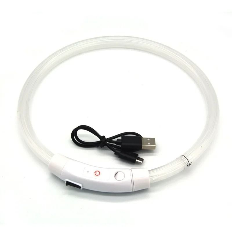 USB Rechargeable LED Dog Collar Fiber Optic Light Up Dog Collar for Night Safety