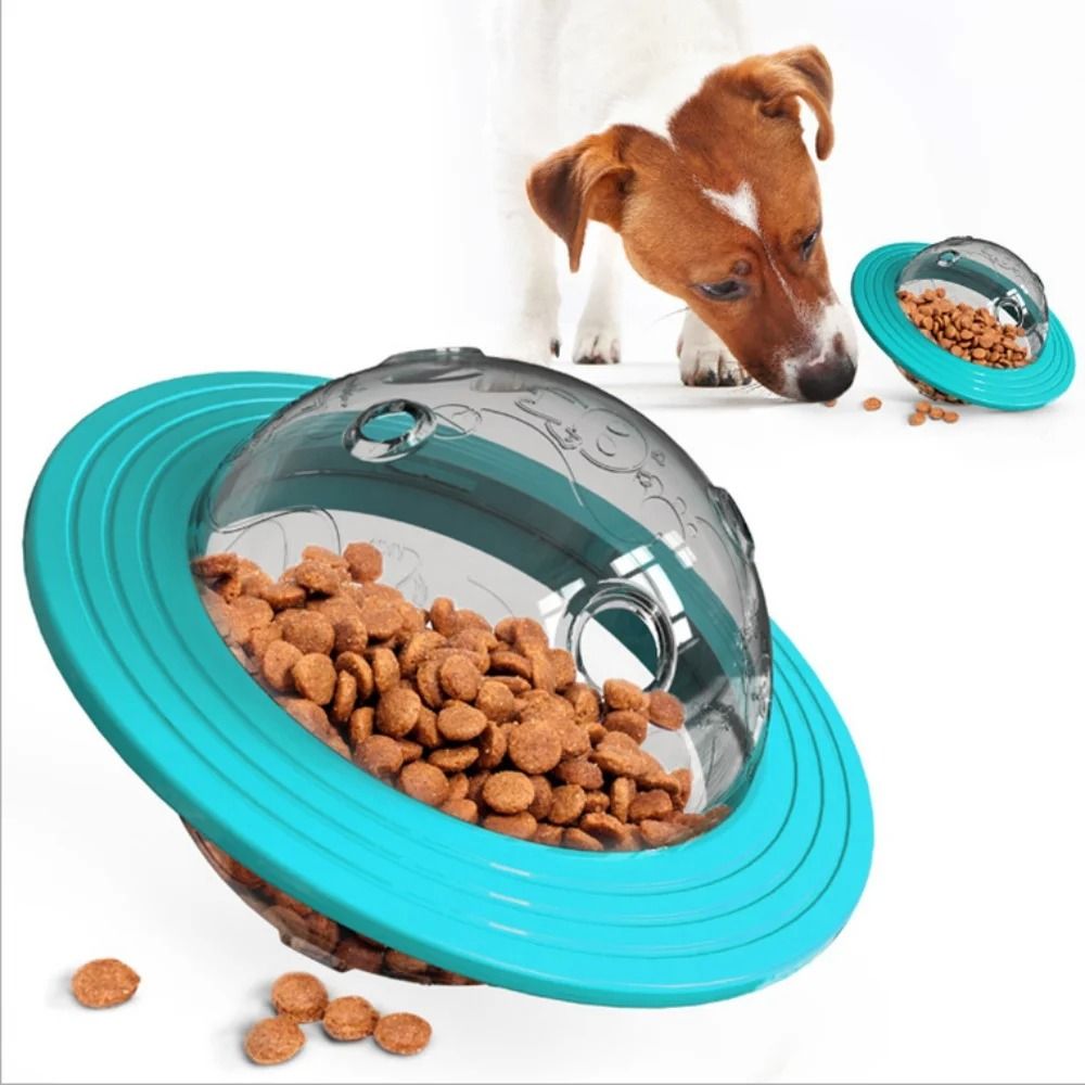 Chew Resistant Dog Treat Dispenser Toy Interactive Dog Puzzle Feeder Flying Saucer Toy for Strong Chewers