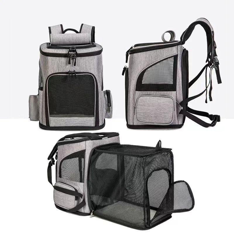 Breathable Pet Carrier Backpack Foldable Cat Travel Backpack Expandable Pet Carrier for Cats and Small Dogs