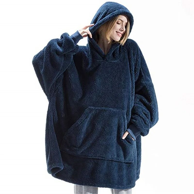 Cozy Double Fleece Hooded Pullover Womens Warm Winter Long Hoodie