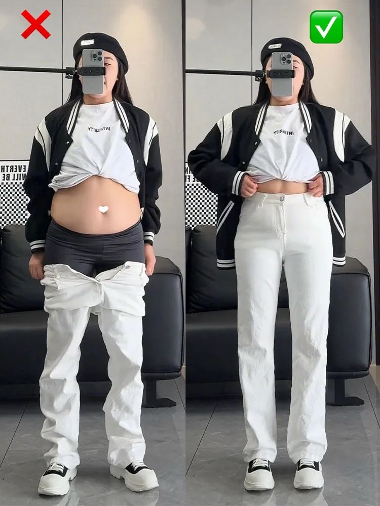 Womens High Waist White Wide Leg Jeans Loose Straight Denim Pants