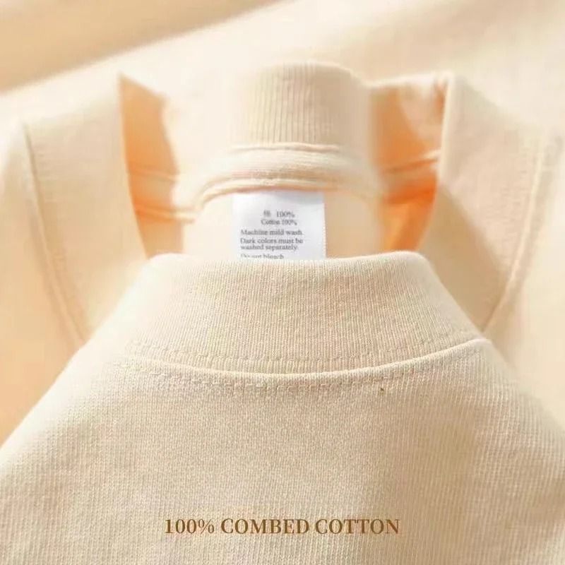 Mens Heavyweight Cotton T Shirt Breathable Crew Neck Summer Basic Tee