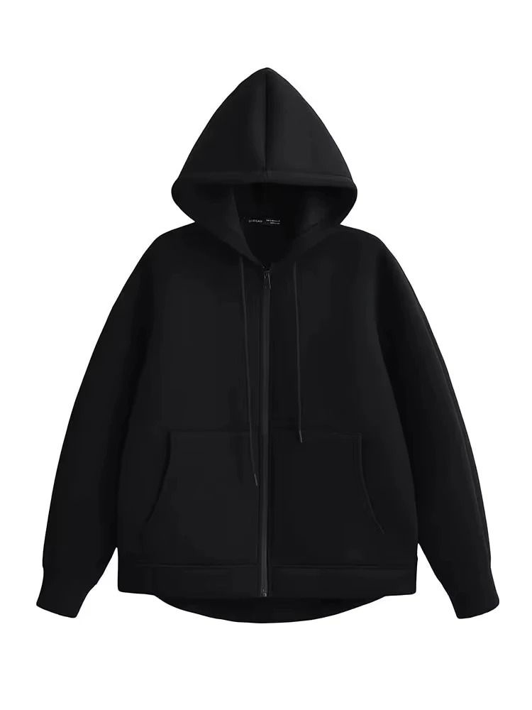 HH Oversized Zip Hoodie Jacket Womens Loose Fit Streetwear Hooded Sweatshirt Coat